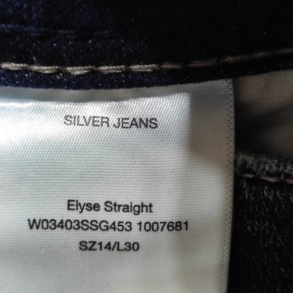 Silver Jeans Elyse women's size SZ14/L30 denim blue colour straight leg - Picture 6 of 14